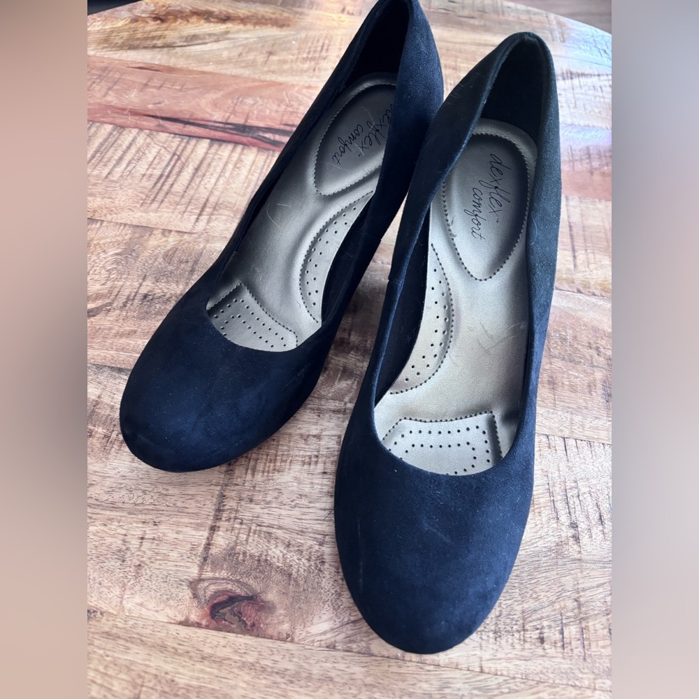 Dexflex Comfort Black Suede Wedge Shoes Sz 9W